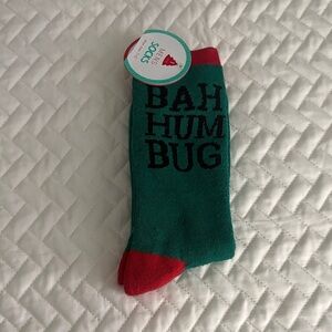NWT Christmas Green and Red Bah Humbug Socks